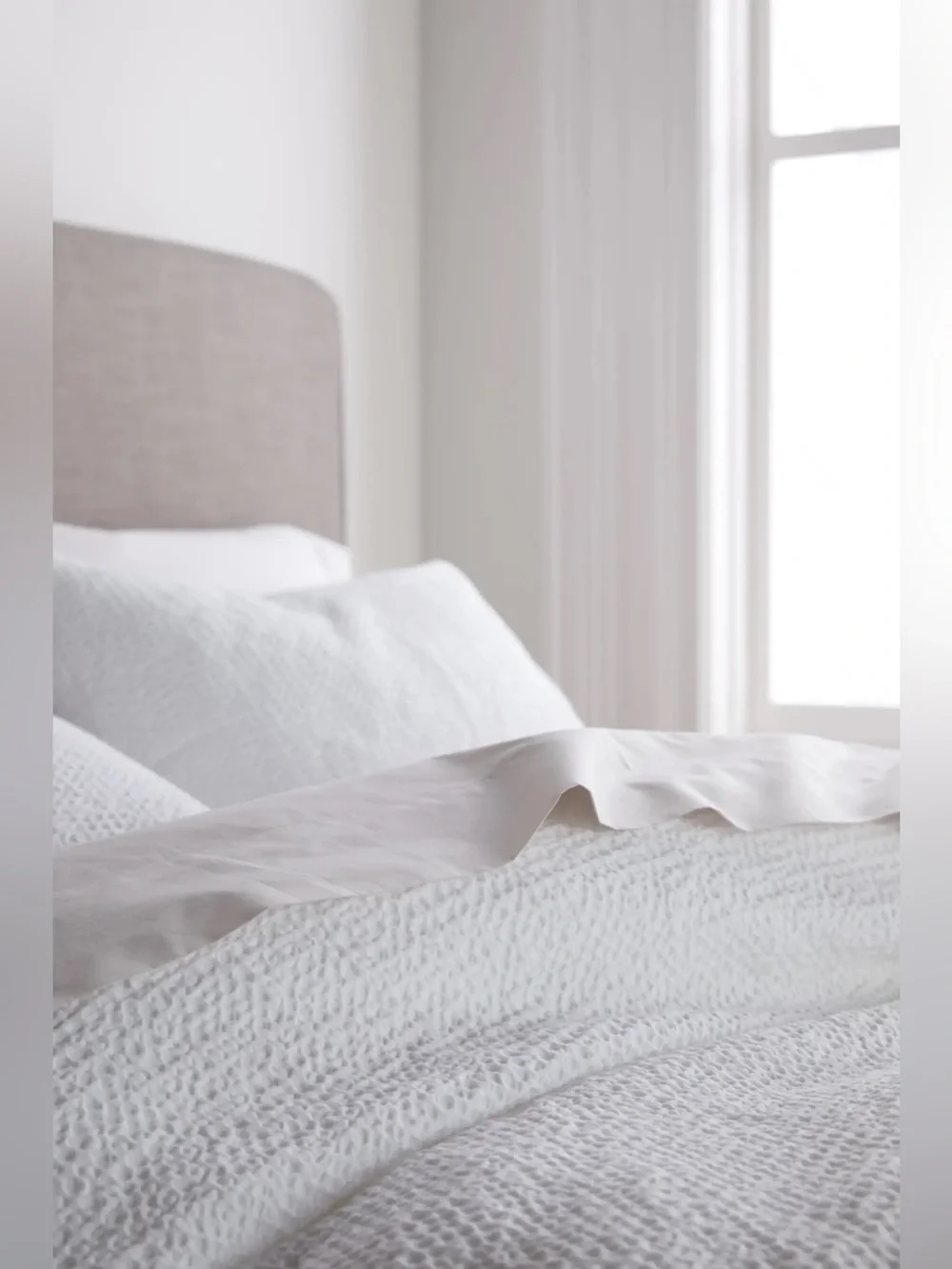 New Quince Organic Luxe Honeycomb Duvet Cover Set Full/Queen $114 White
